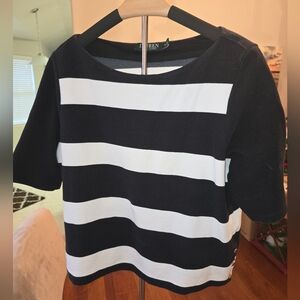 Ralph Lauren Navy and White Striped Kids Tee